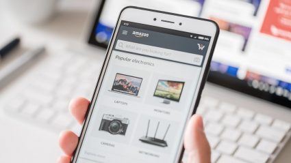 Phone with Amazon search bar
