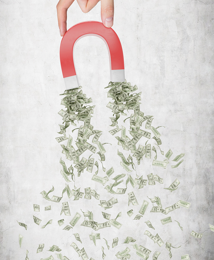 Magnet pulling money