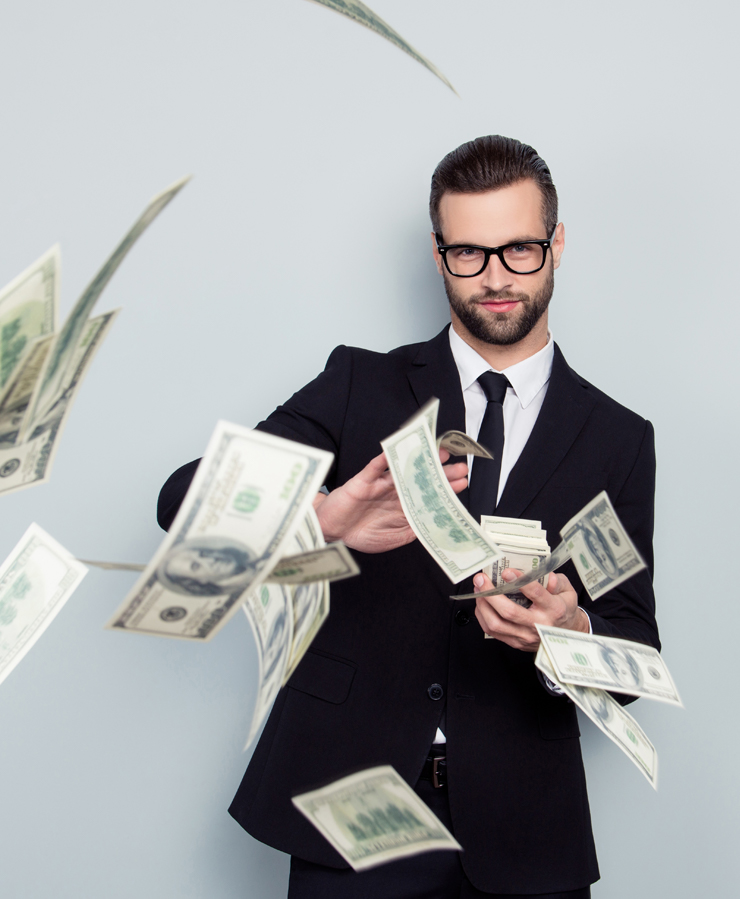 business man throwing money
