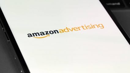 Amazon Advertising website displayed on a mobile phone