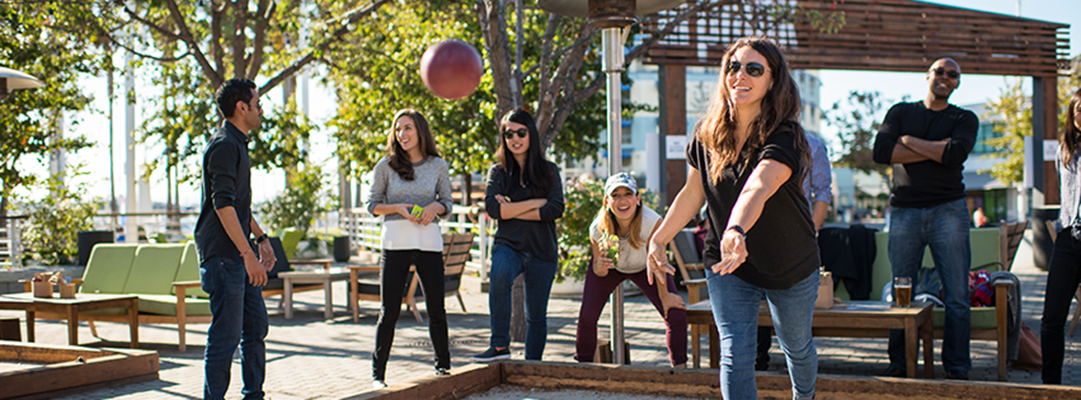 Wpromote employees playing bocce ball 