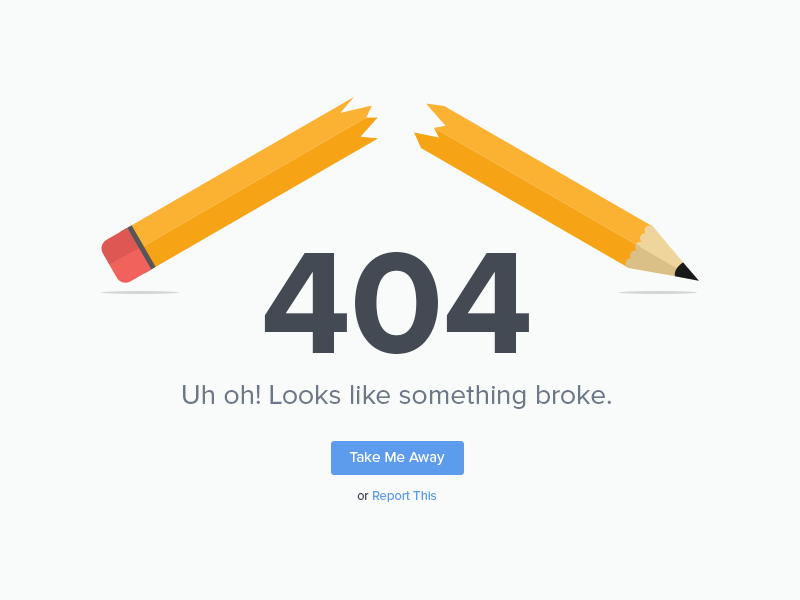 404 page with broken pencil