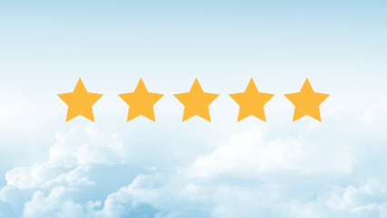 5 vector stars on a cloud background