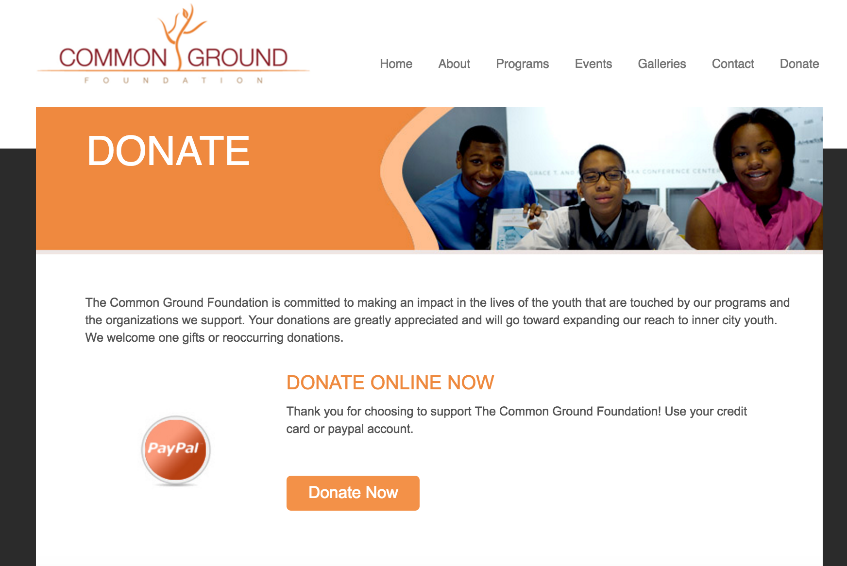 Common Ground Foundation website