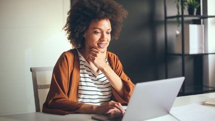 Woman working at home