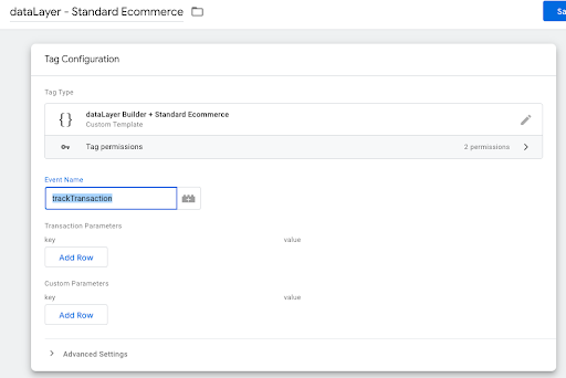 Tag configuration fir Event Name