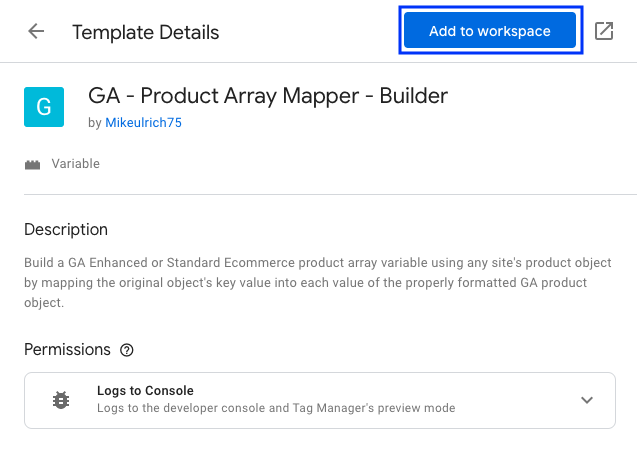 Product Array Mapper variable template