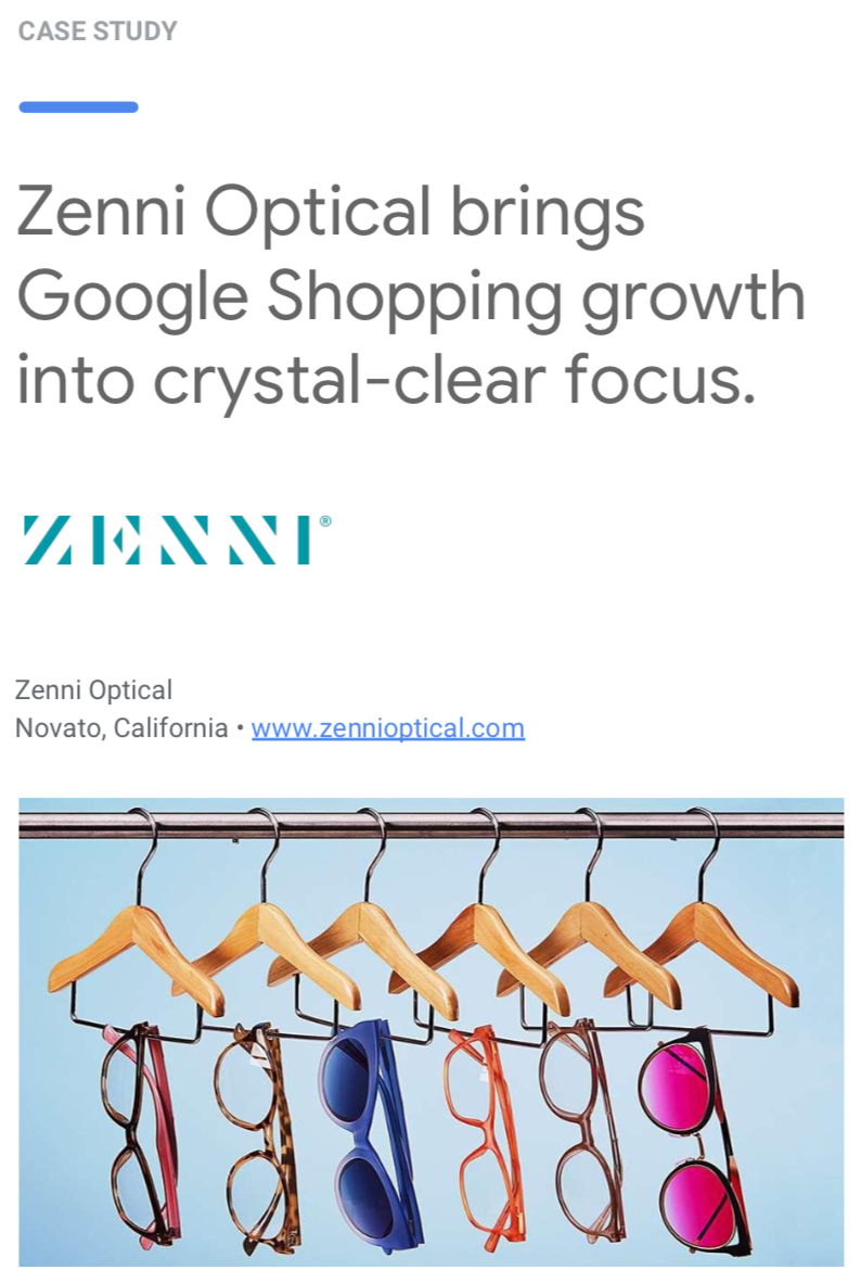 Wpromote & Zenni Optical Google Shopping case study.