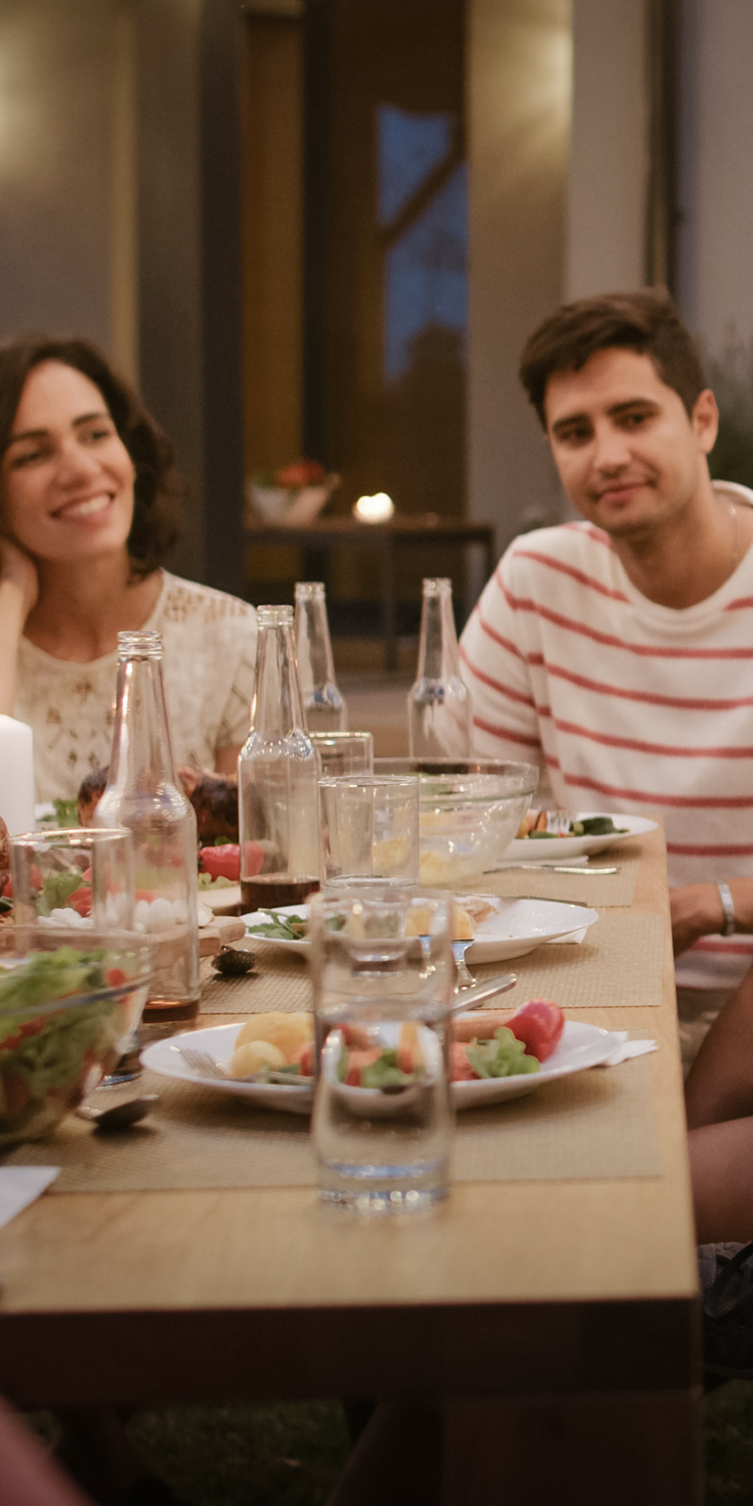 group of friends dining outdoors