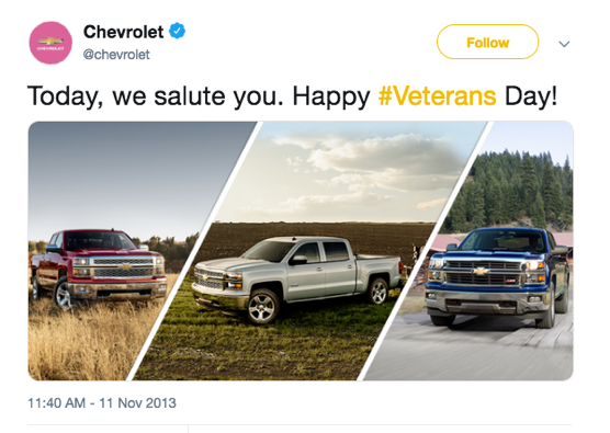 Chevrolet instagram post