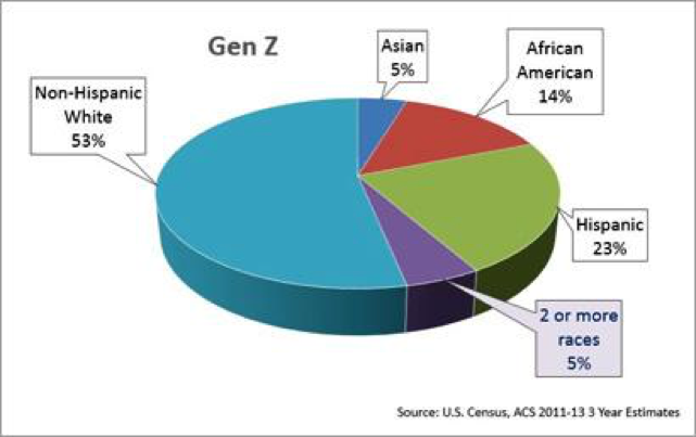 Gen Z racial diversity pie chart