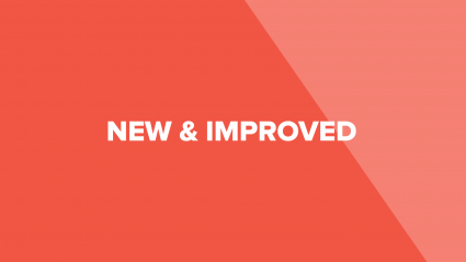 Text that says "New & Improved" on red background