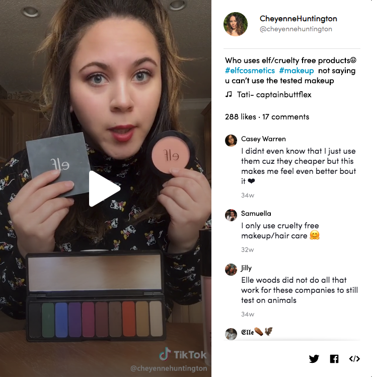 tik tok user showing elf products