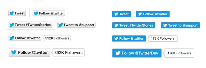 Twitter button before and after redesign