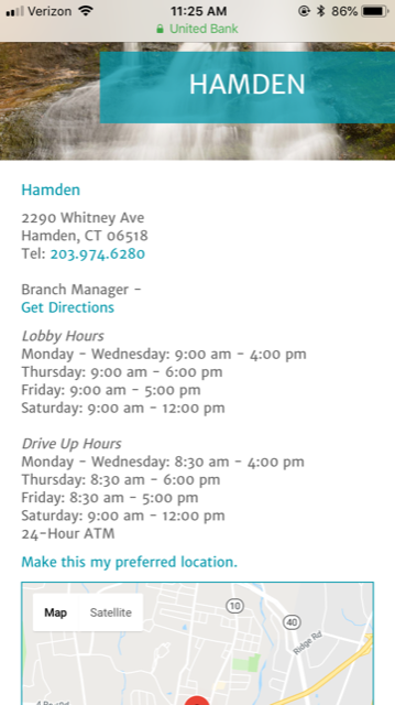 Customized local content on the United Bank website.