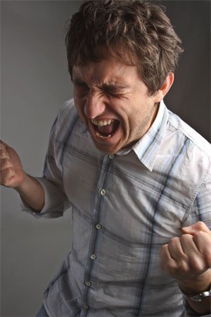 Angry man who has recently received news that he is banned from Googles AdSense program