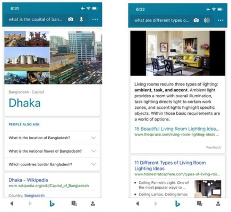 Bing Mobile Voice Search Results