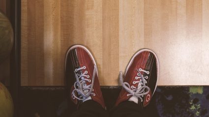 top view of bowling shoes vintage looking photo