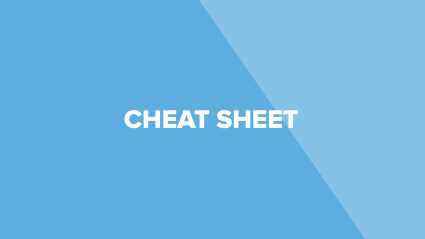 Text on blue background that says "cheat sheet"