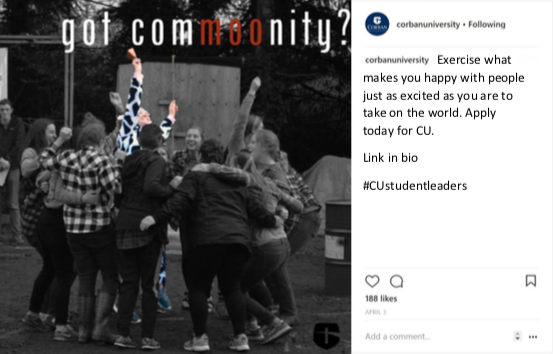 corban university instagram post community