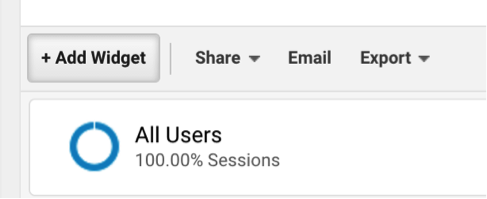 Adding a widget in Google Analytics.