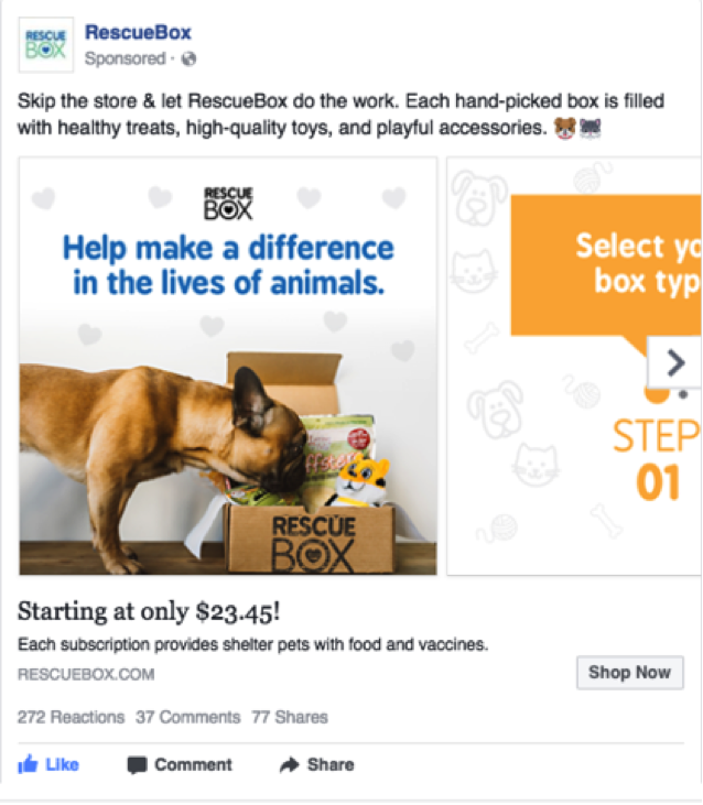 facebook carousel ad for RescueBox