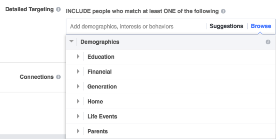 facebook targeting demographics education financial etc