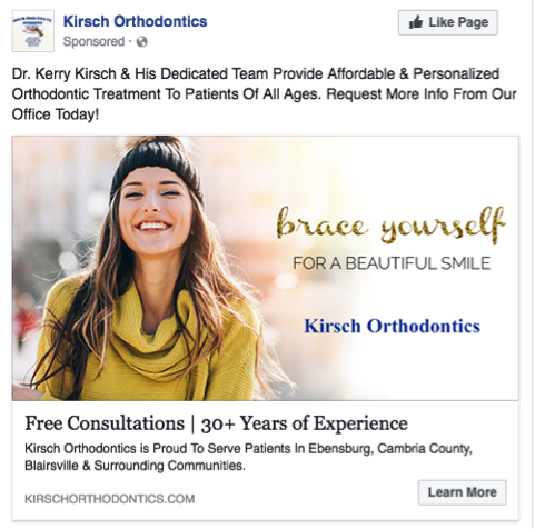 orthodontist facebook sponsored ad