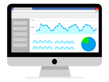 illustration of computer screen with analytics