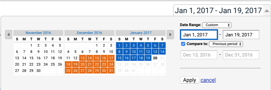 how to compare date ranges in google analytics