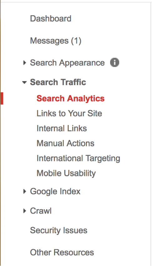 search traffic in search console navigation