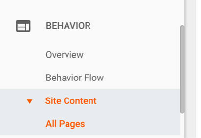 Looking into site content in Google Analytics.