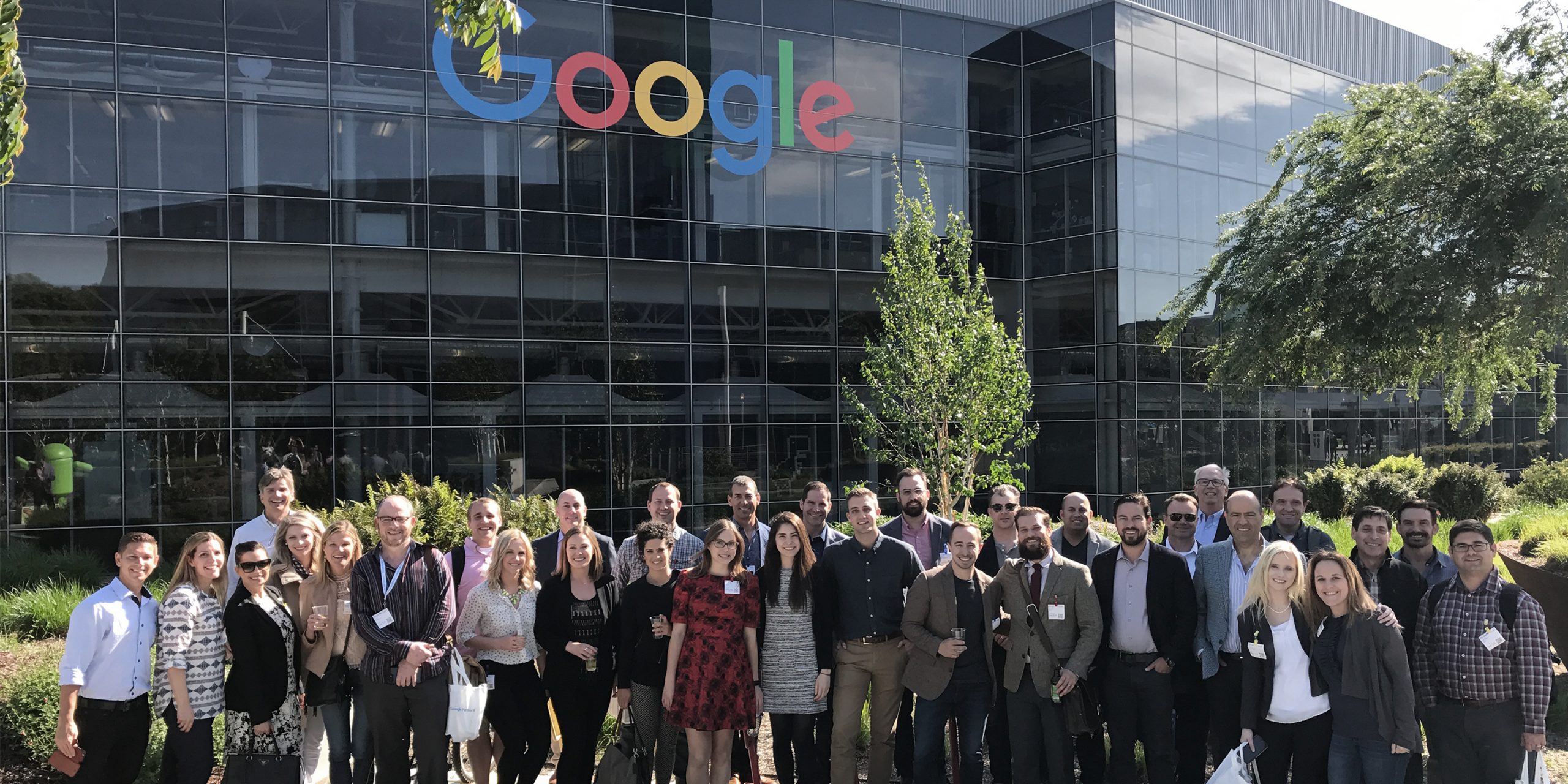 Group photo in front of Google building