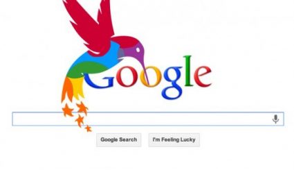 Google hummingbird logo and search field