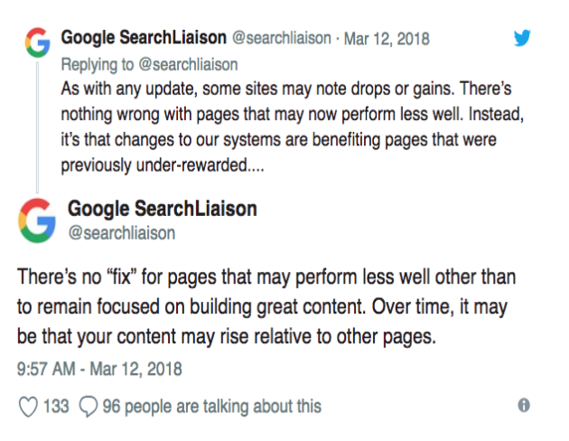 Google search liaison tweets