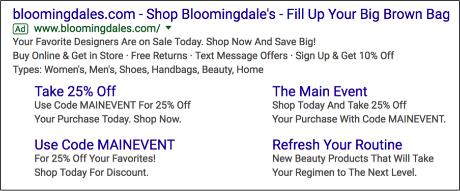 google paid search ad example