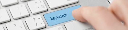 Keyboard with a blue "keyword" button