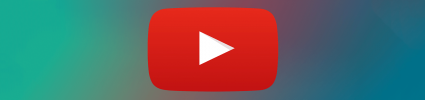 large youtube play button on gradient background