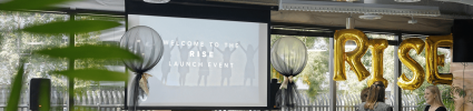 RISE presentation up on screen at Wpromote office
