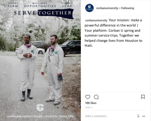 corban university instagram post make a difference