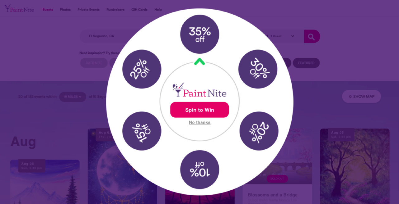 PaintNite spin wheel to win