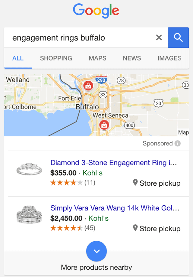 Google search results page on mobile