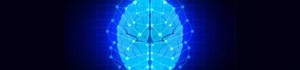 illustration of blue brain with dot and line connections