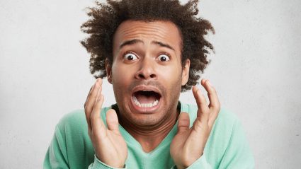 African American man with scared face