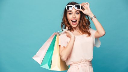 woman holding shopping bags