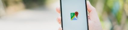 Phone showing Google map navigation icon