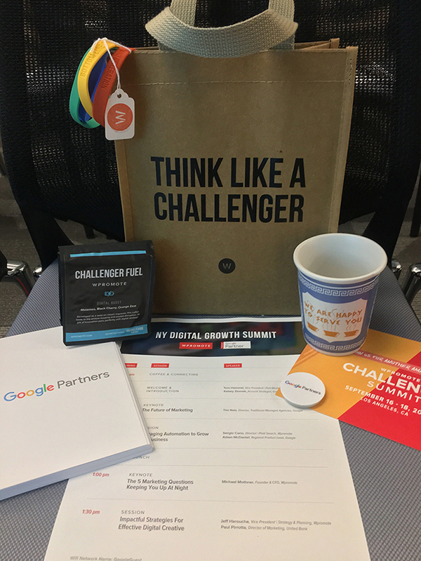 Swag supplied by Wpromote & Google at the Digital Growth Summit.