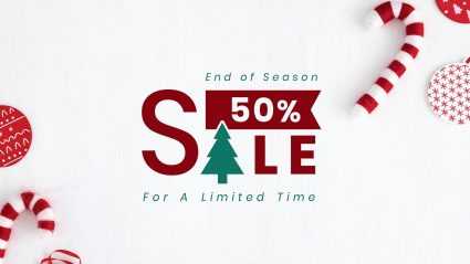 which background with candy canes with holiday 50% off graphic