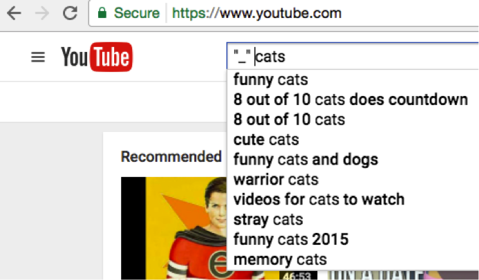 YouTube keyword search