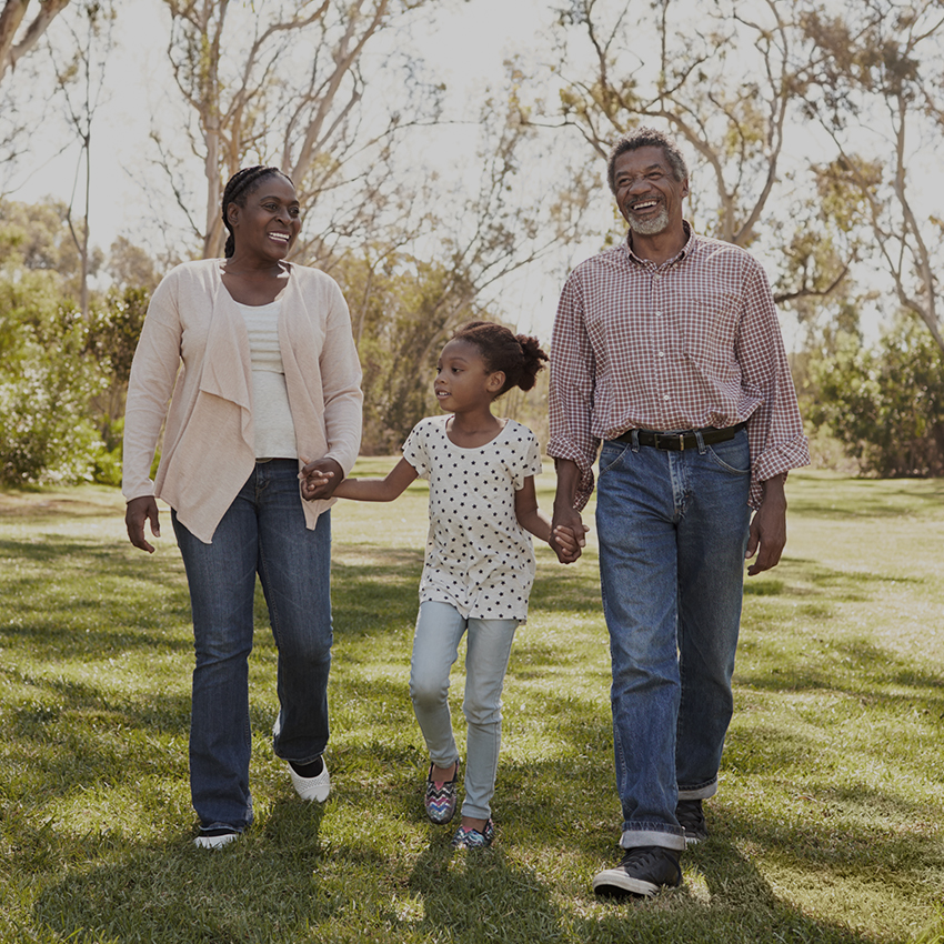 Family walking outside